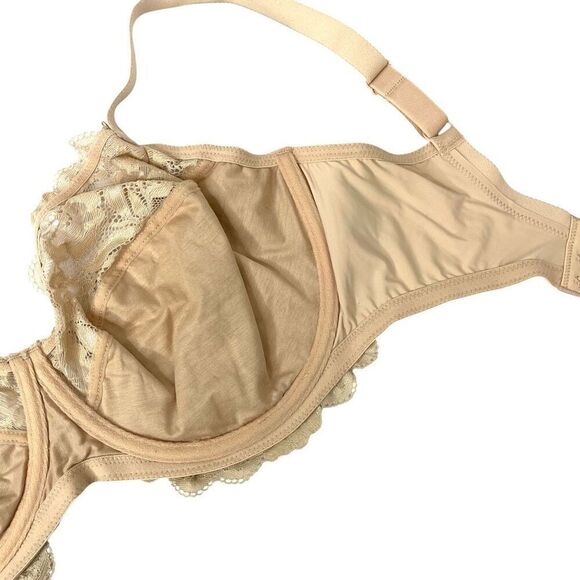 NEW Delimira Full Coverage Lace Underwire Unlined Bra Size 34G nude tan - Picture 10 of 12